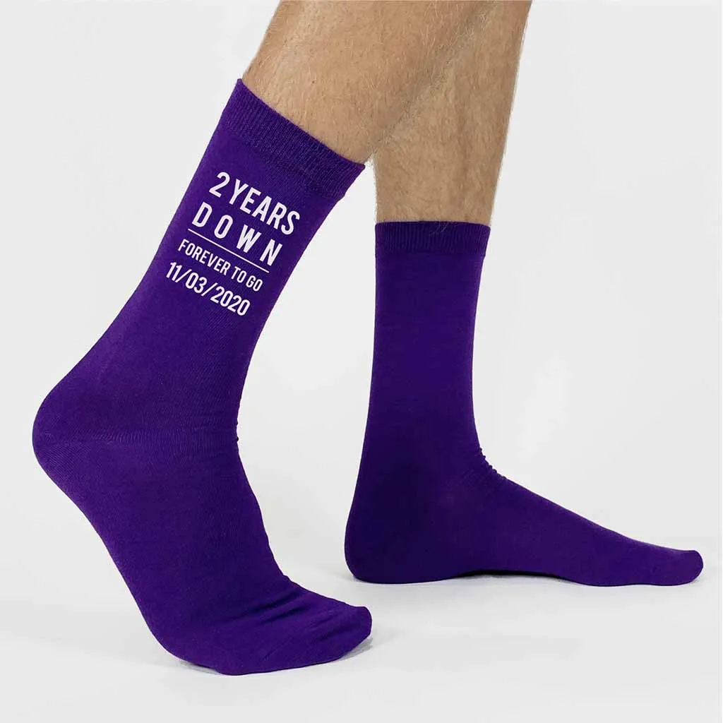 2nd Anniversary Personalized Dress Socks for Men