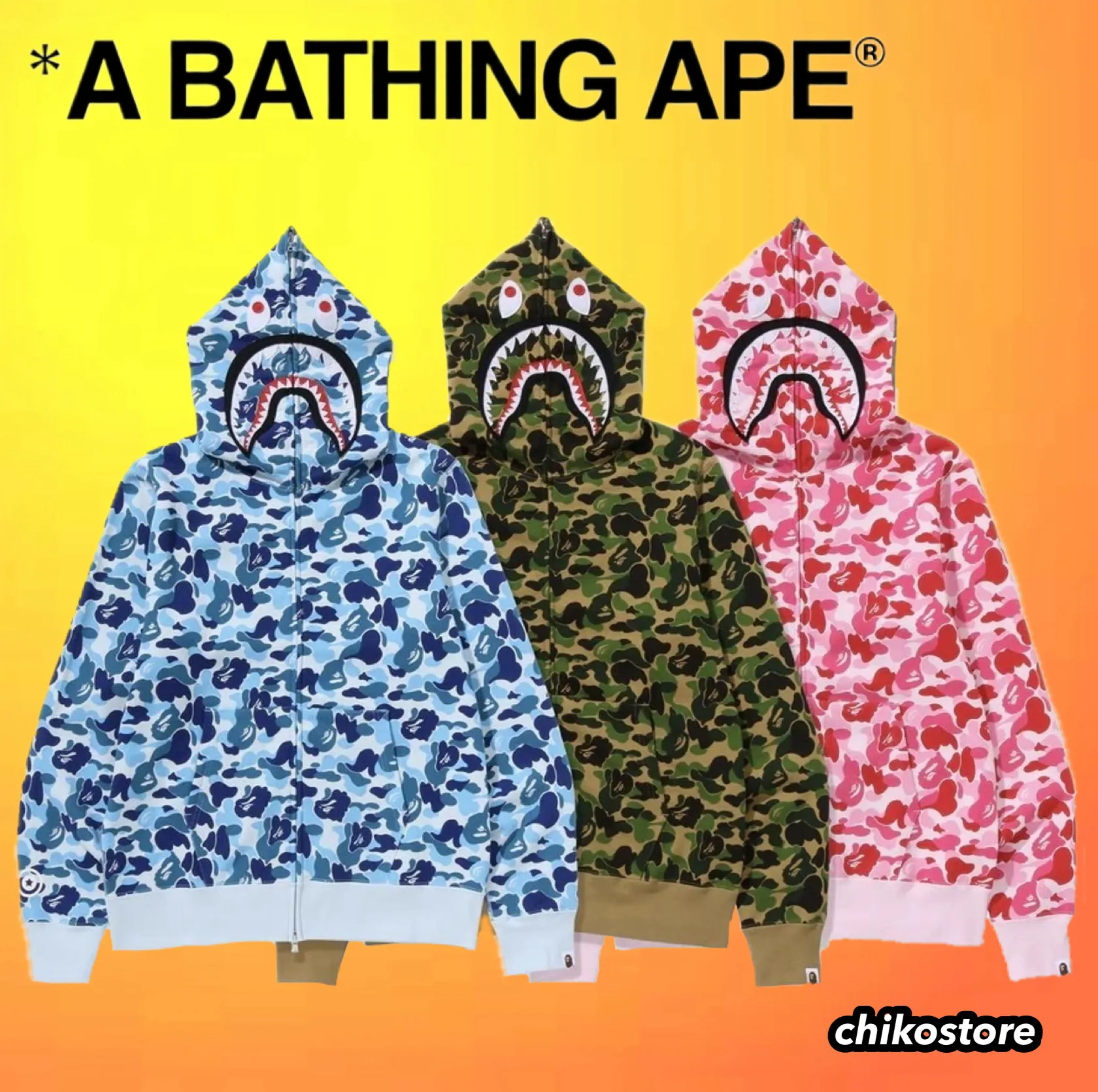 A BATHING APE  |Unisex Street Style Long Sleeves Cotton Logo Hoodies