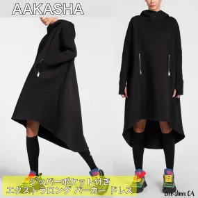 Aakasha  |Long Sleeves Plain Cotton Long Handmade Oversized Asymmetry