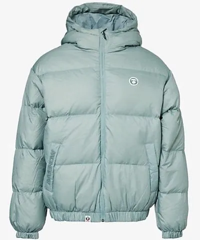 Aape Mens Green Logo-patch quilted down-fill shell jacket