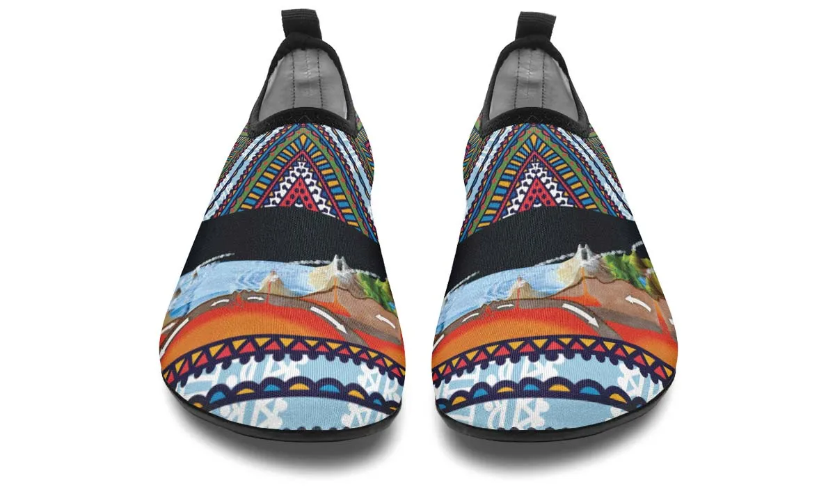 Abstract Tectonic Plates Aqua Barefoot Shoes