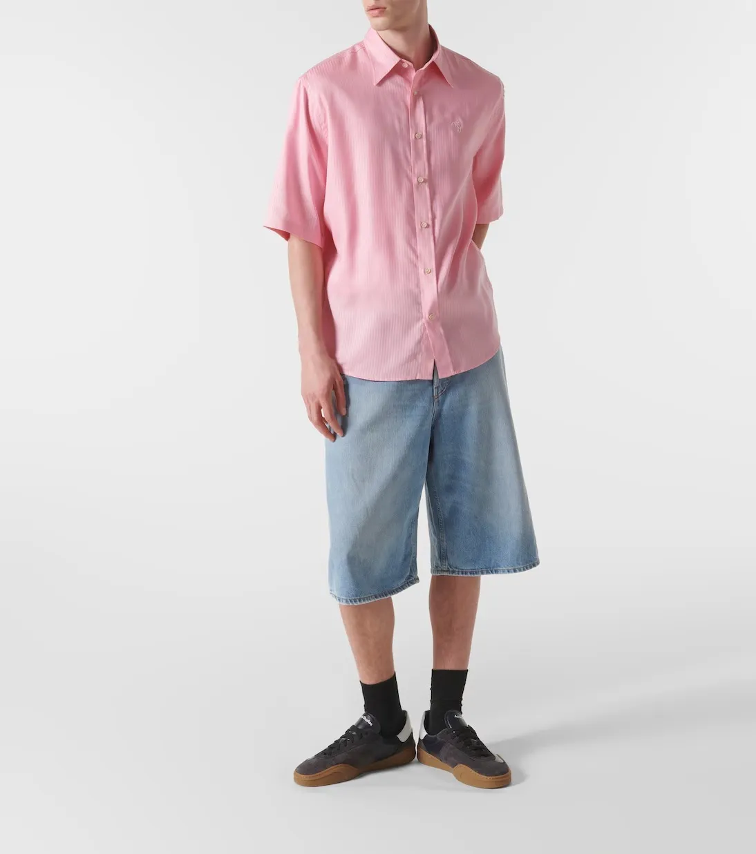 Acne Studios  |Button-down Stripes Street Style Short Sleeves Logo