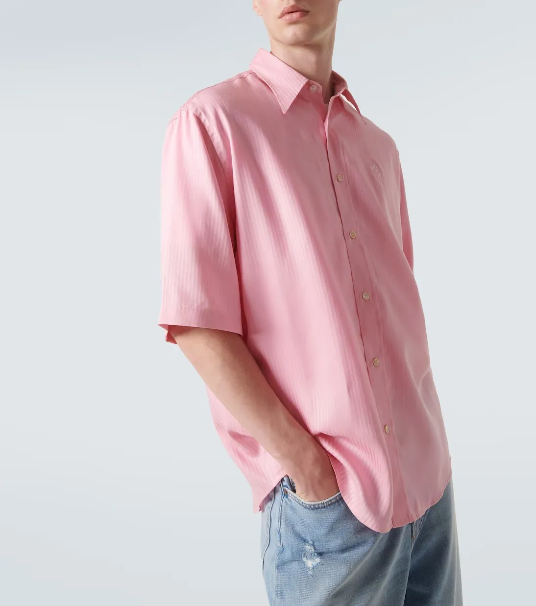 Acne Studios  |Button-down Stripes Street Style Short Sleeves Logo