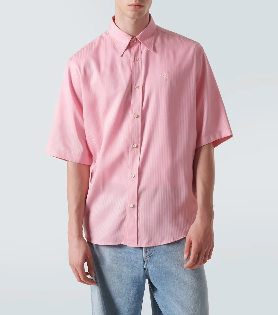 Acne Studios  |Button-down Stripes Street Style Short Sleeves Logo