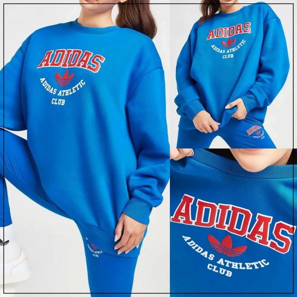 adidas  |Crew Neck Sweat Street Style Long Sleeves Plain Logo