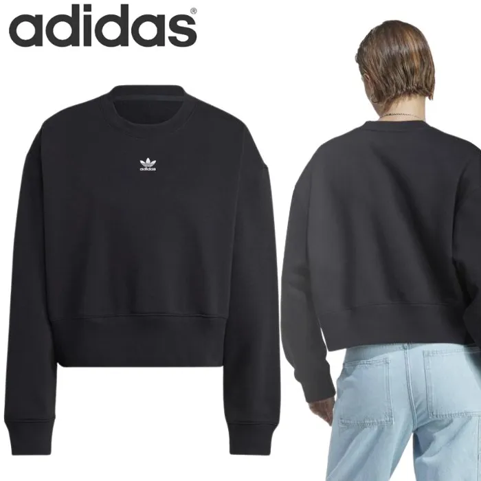 adidas  |Street Style U-Neck Long Sleeves Plain Cotton Logo