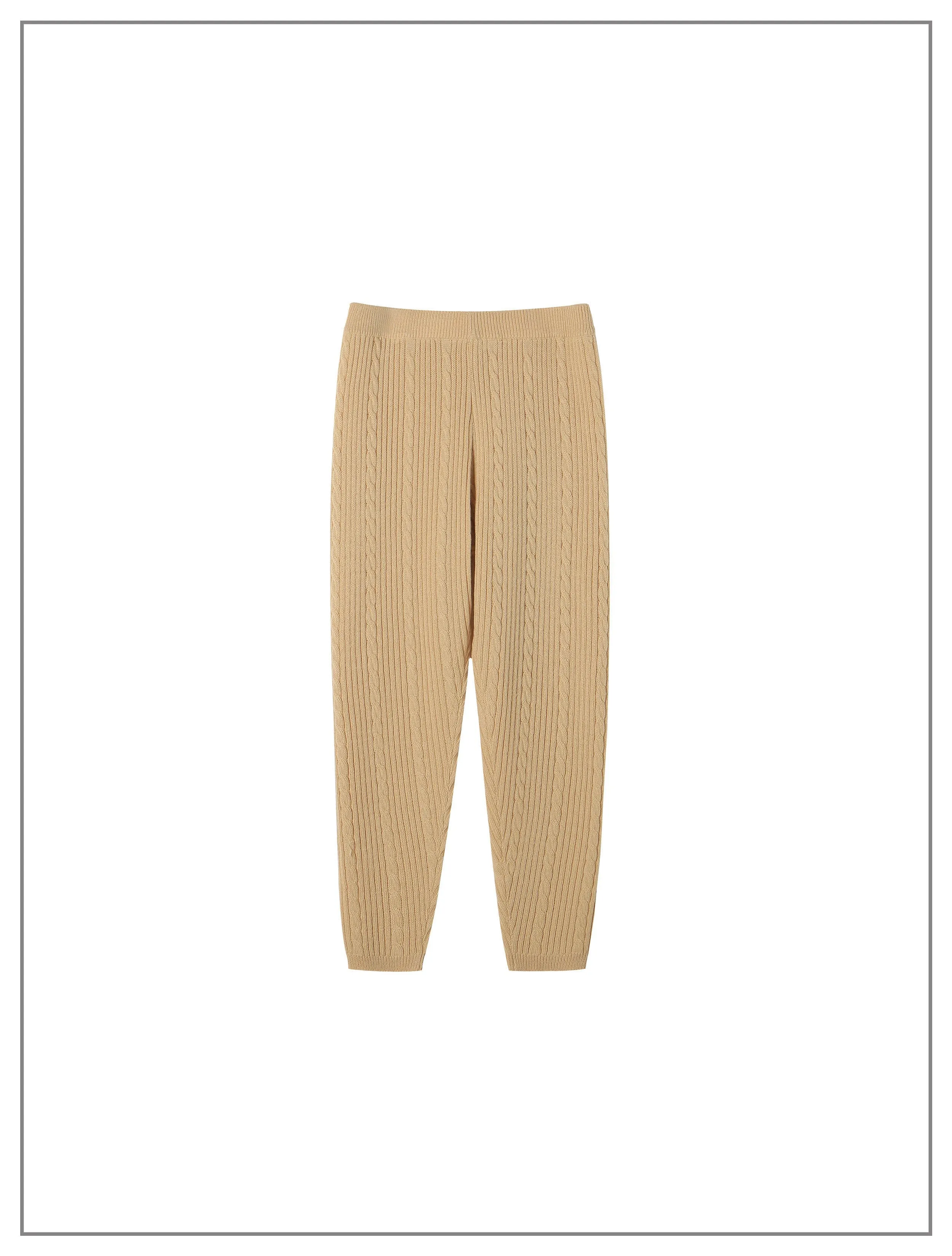 Adult Cable Knit Leggings in Sand