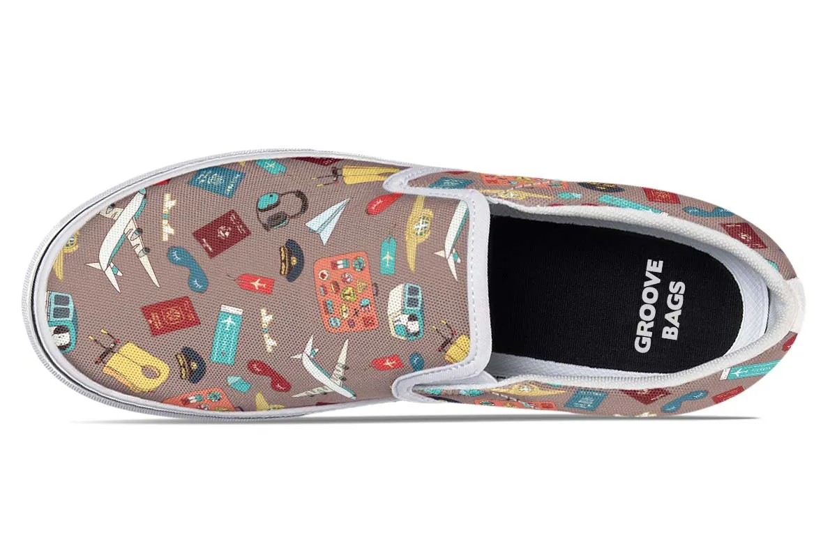 Airplane Travel Icons Slip-On Shoes