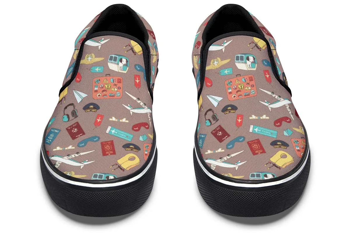 Airplane Travel Icons Slip-On Shoes