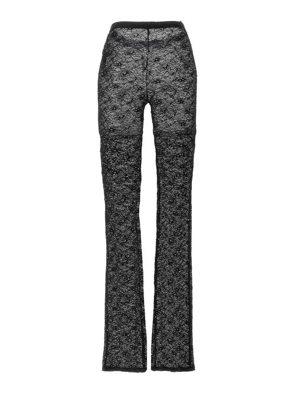 Alessandra Rich Rhinestone Lace Leggings