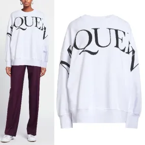 alexander mcqueen  |Crew Neck Street Style Long Sleeves Cotton Logo