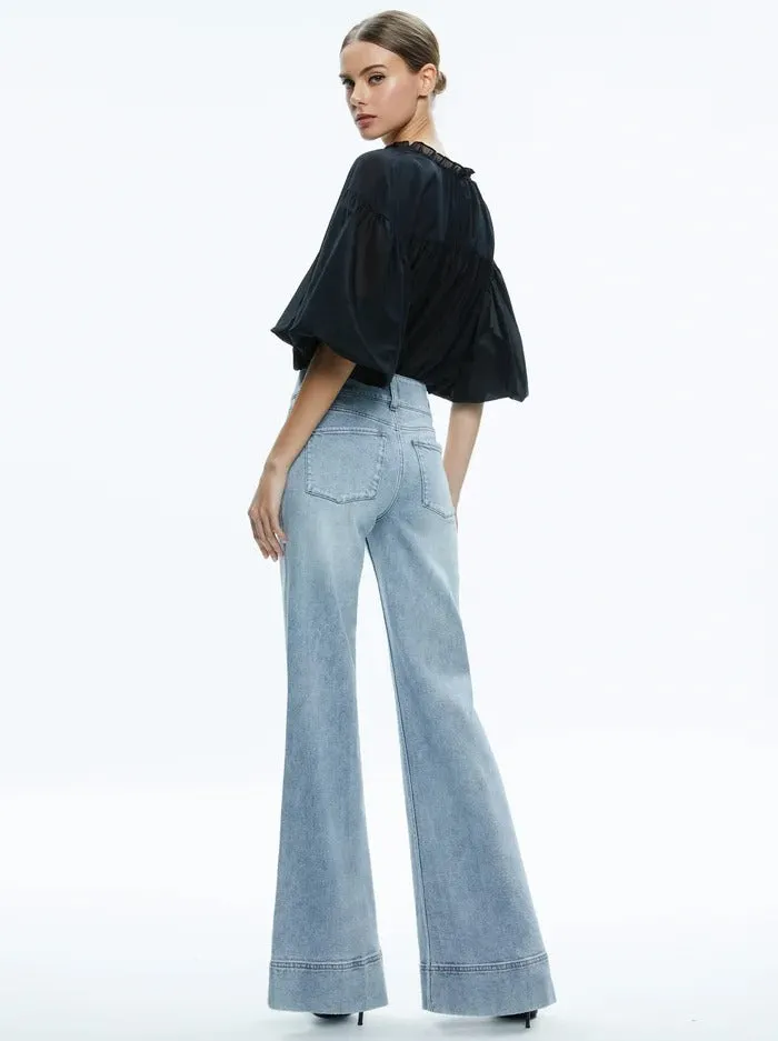 Alice + Olivia Missa High-Rise Wide Leg Jeans in Rockstar Blue