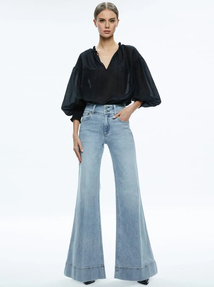 Alice + Olivia Missa High-Rise Wide Leg Jeans in Rockstar Blue