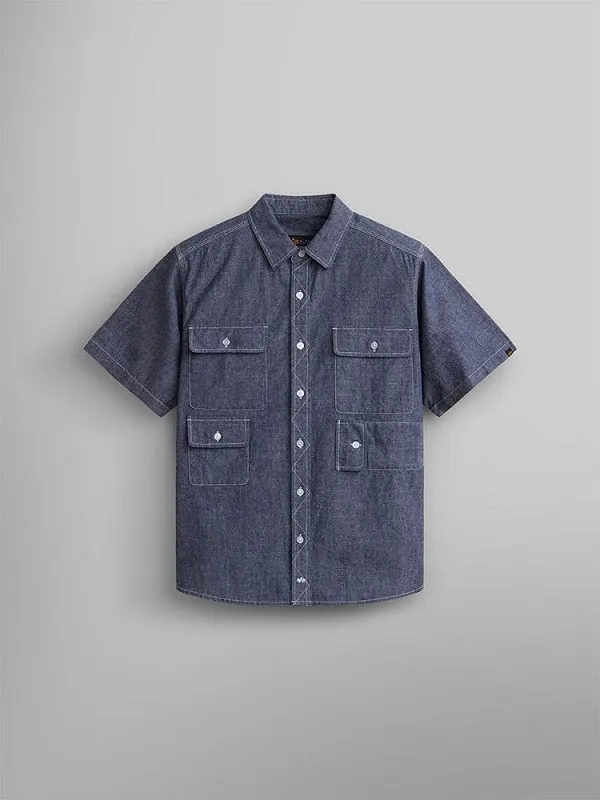 ALPHA INDUSTRIES  |Button-down Street Style Plain Cotton Short Sleeves