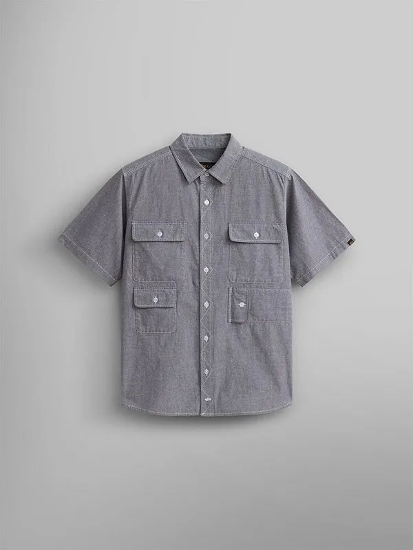 ALPHA INDUSTRIES  |Button-down Street Style Plain Cotton Short Sleeves