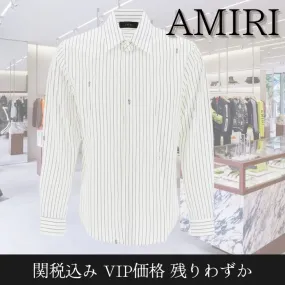 AMIRI  |Button-down Stripes Street Style Long Sleeves Cotton Shirts