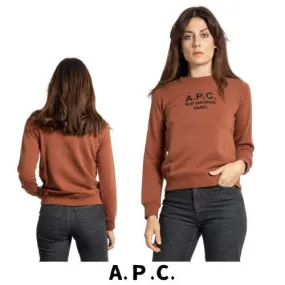 A.P.C.  |Street Style U-Neck Long Sleeves Plain Cotton Logo