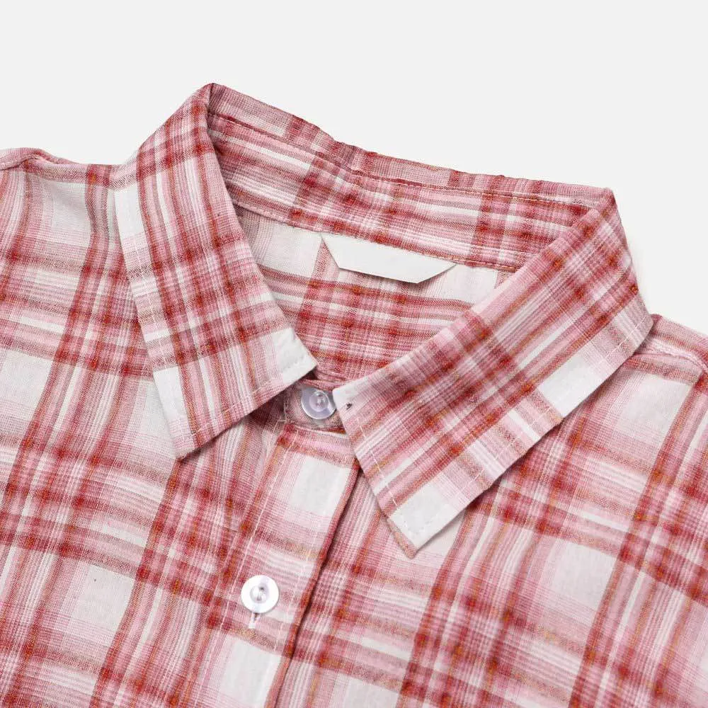 ASCLO  |Button-down Other Plaid Patterns Unisex Long Sleeves Cotton