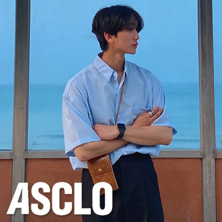 ASCLO  |Button-down Unisex Street Style Plain Cotton Short Sleeves