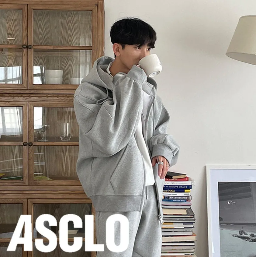 ASCLO  |Unisex Sweat Street Style Long Sleeves Plain Oversized