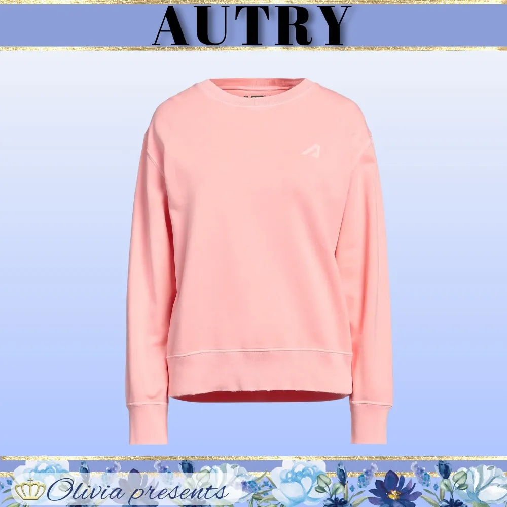 AUTRY  |Crew Neck Street Style Long Sleeves Plain Cotton Logo