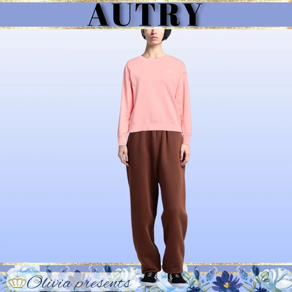 AUTRY  |Crew Neck Street Style Long Sleeves Plain Cotton Logo