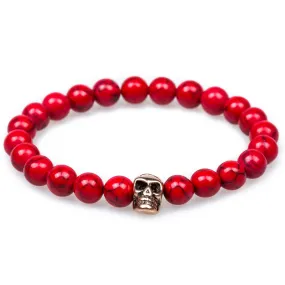 Avast Ye Red Turquoise Rose Gold Skull Bracelet