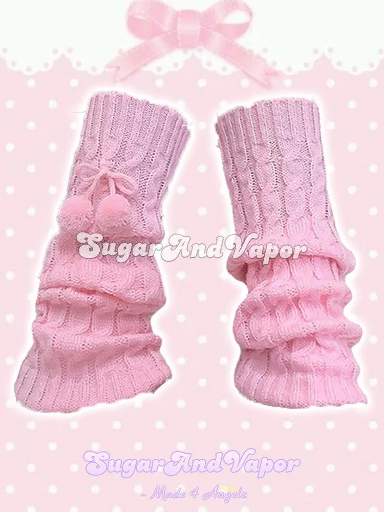 Babydoll Pom-pom Cable Knit Leg Warmers