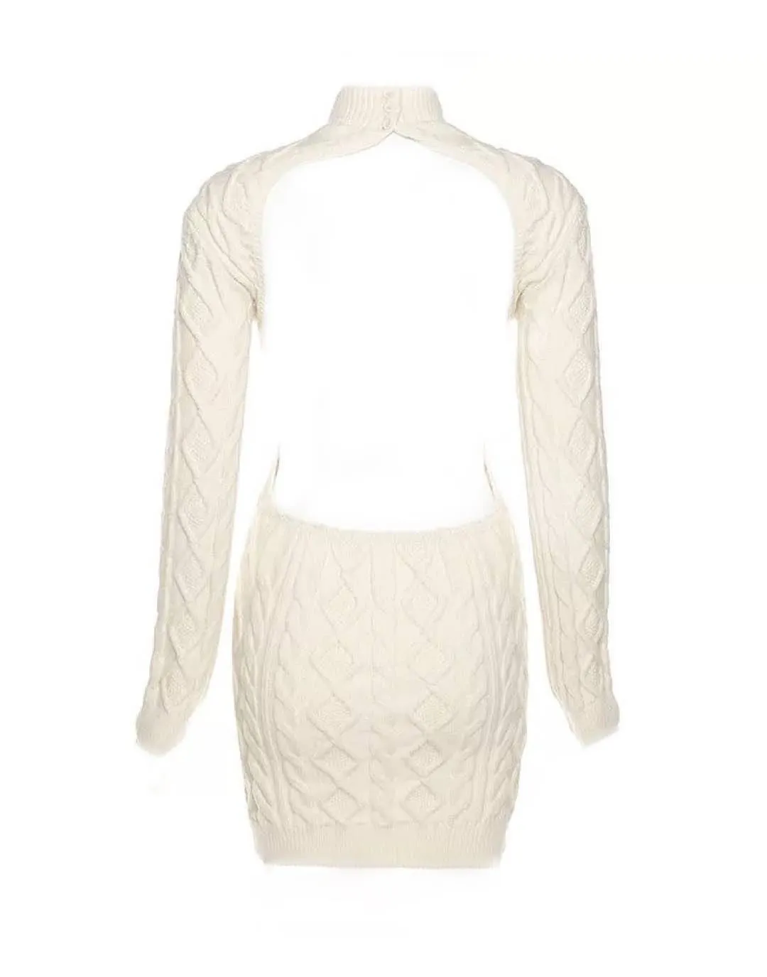 Backless Cable Knit Mini Dress