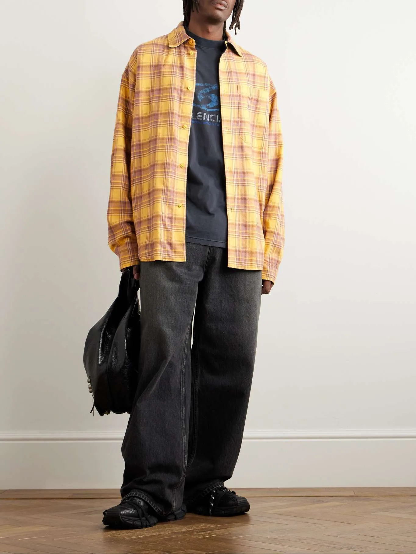 BALENCIAGA  |Button-down Gingham Glen Patterns Tartan