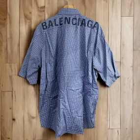 BALENCIAGA  |Button-down Gingham Street Style Cotton Short Sleeves Logo