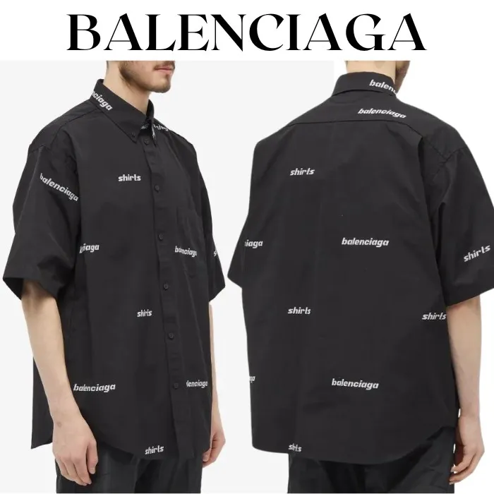 BALENCIAGA  |Button-down Unisex Street Style Short Sleeves Logo Luxury