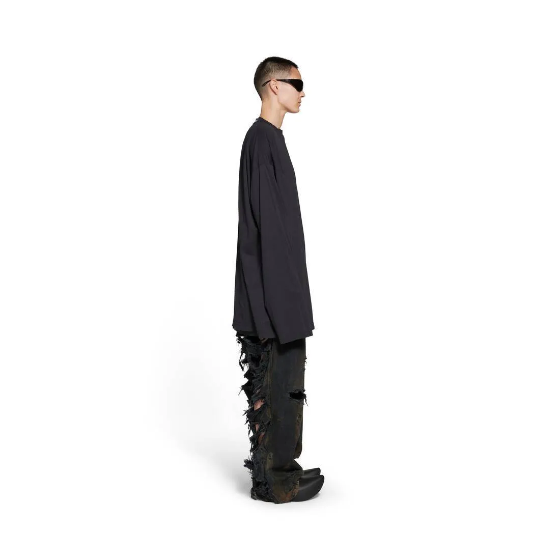 BALENCIAGA  |Unisex Street Style Long Sleeves Plain Cotton Oversized Logo