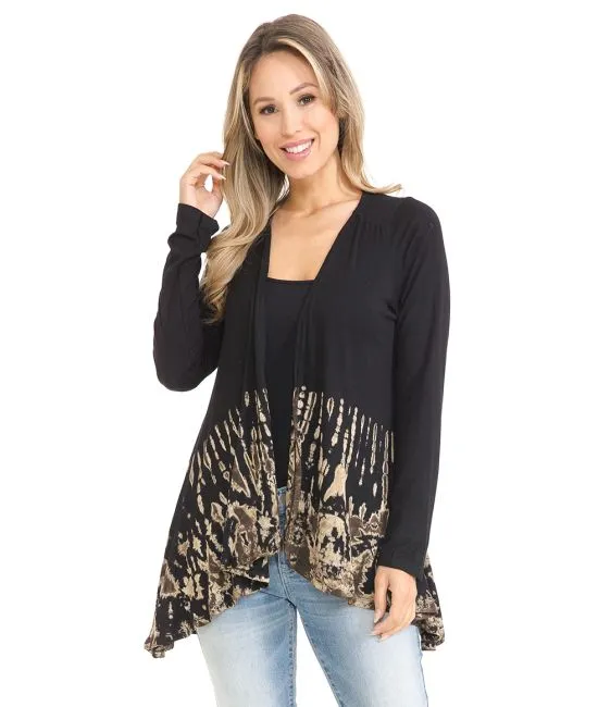 Black Beige Tie-Dye Cardigan