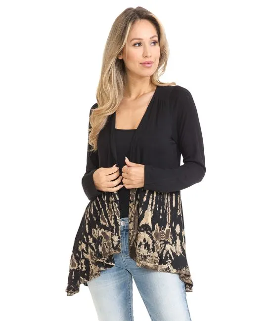 Black Beige Tie-Dye Cardigan