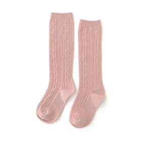 Blush Pink Cable Knit Knee Socks by Little Stocking Co