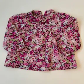 Bonpoint Purple Toned Liberty Print Blouse With Smocking : 12 Months (Brand New)