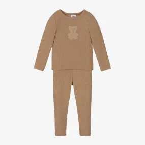 Boys Brown Viscose Jersey Leggings Set