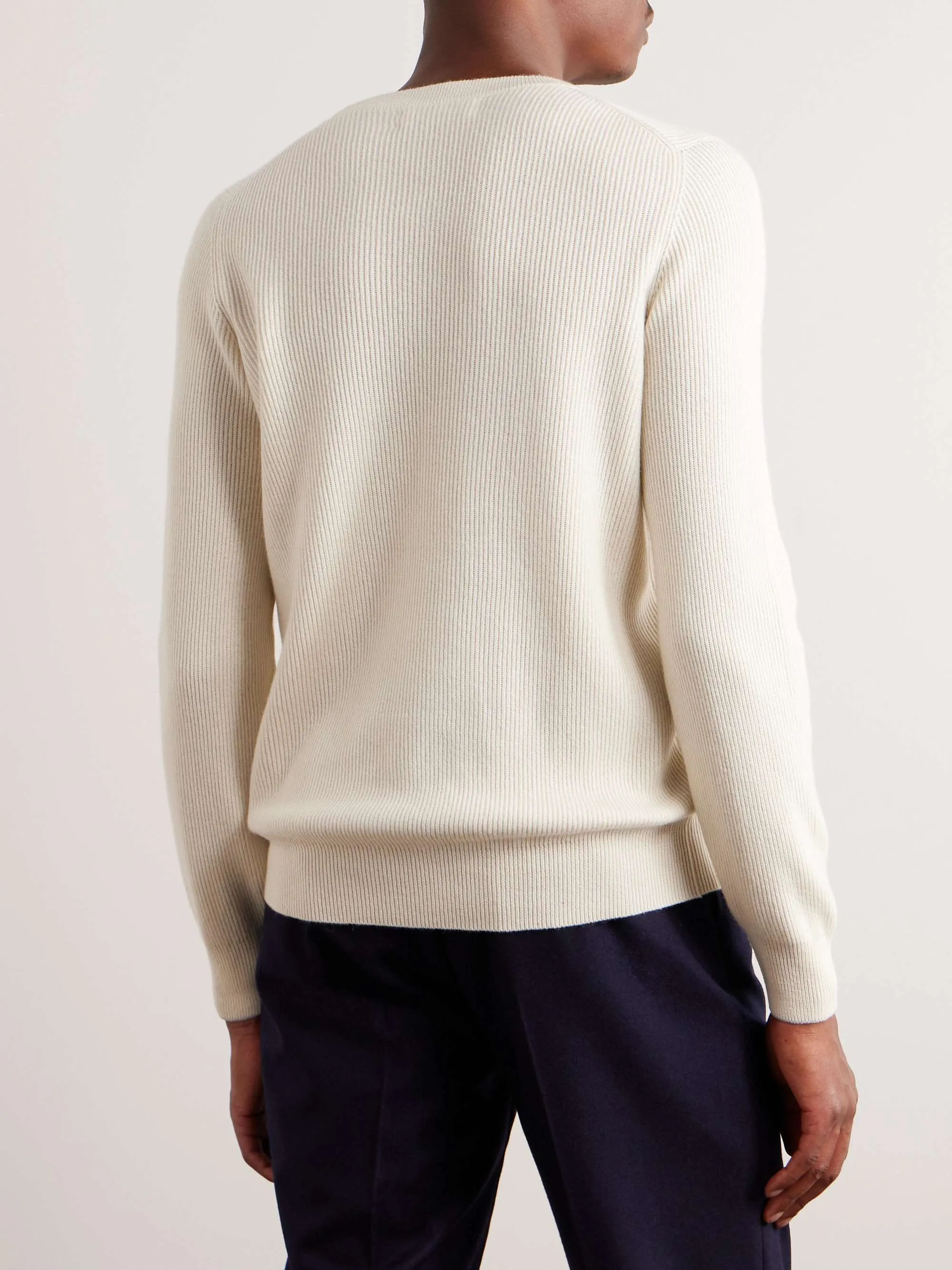 BRUNELLO CUCINELLI  |Crew Neck Cable Knit Stripes Unisex Wool Cashmere Chiffon