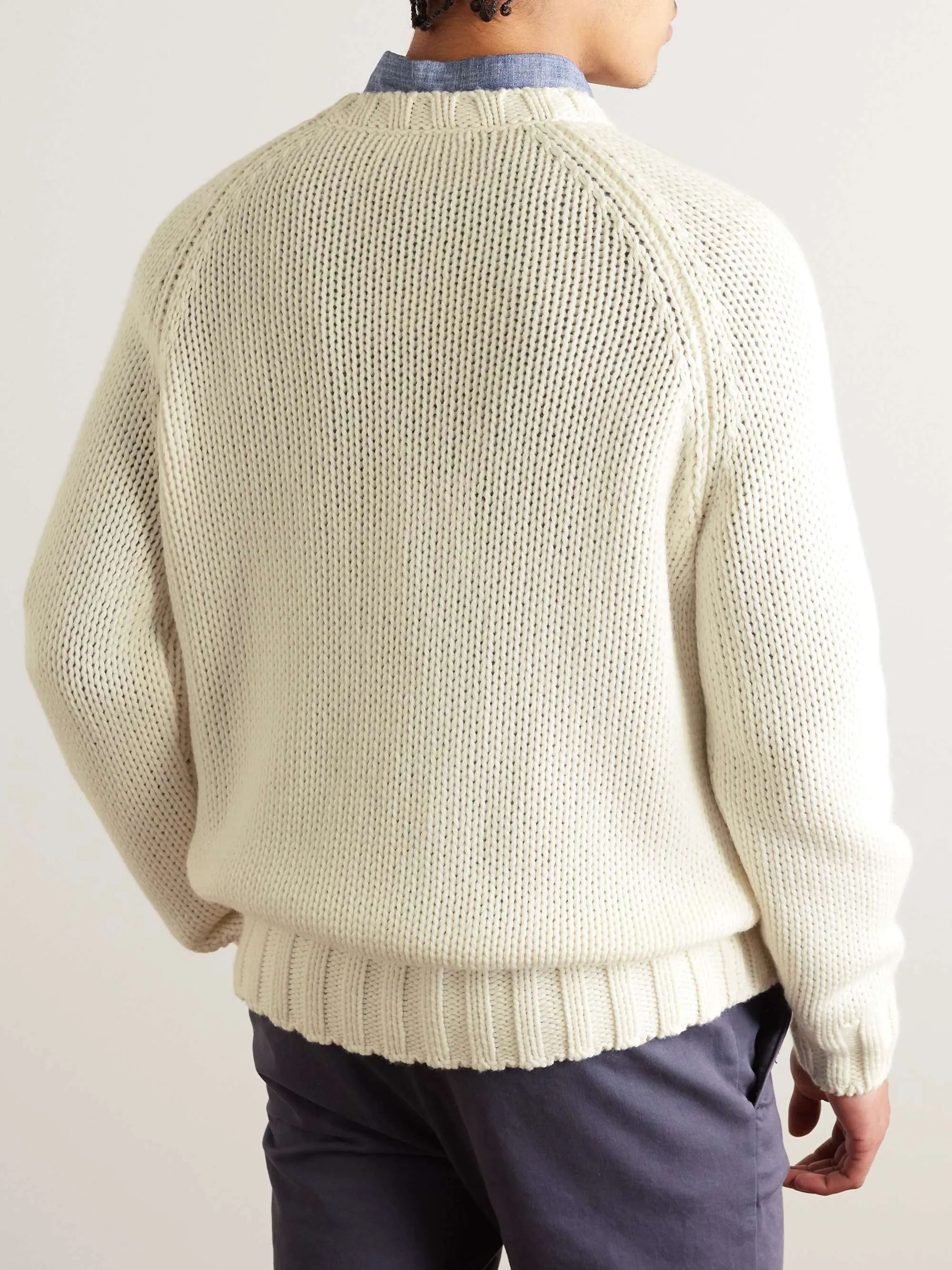 BRUNELLO CUCINELLI  |Crew Neck Cable Knit Unisex Wool Cashmere Chiffon Sweat