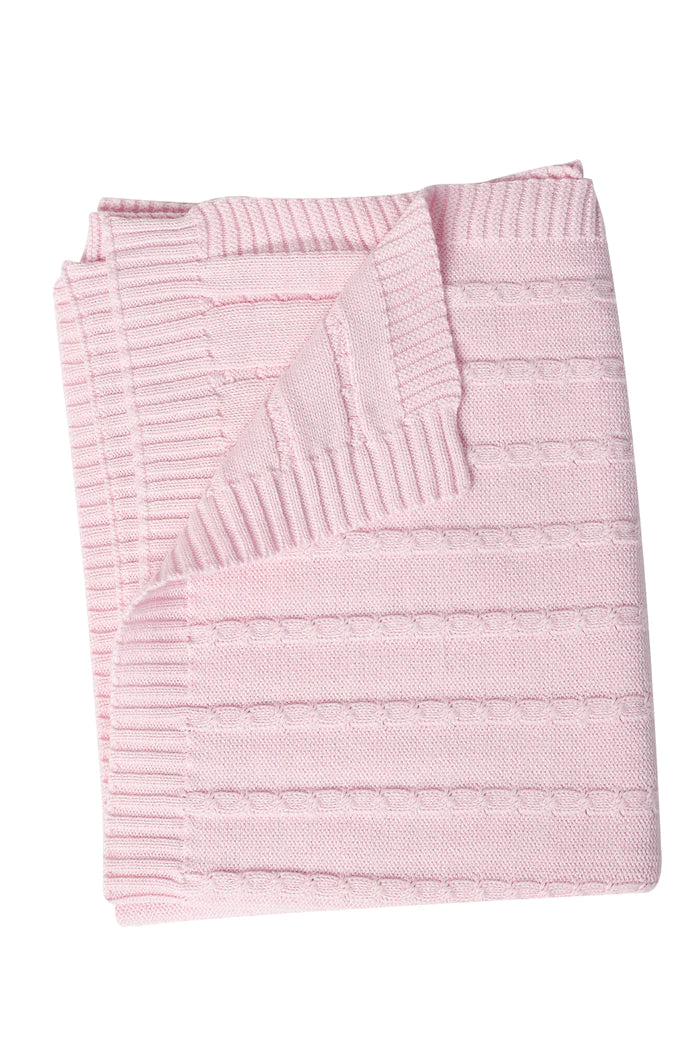 Cable Knit Blanket - Pink