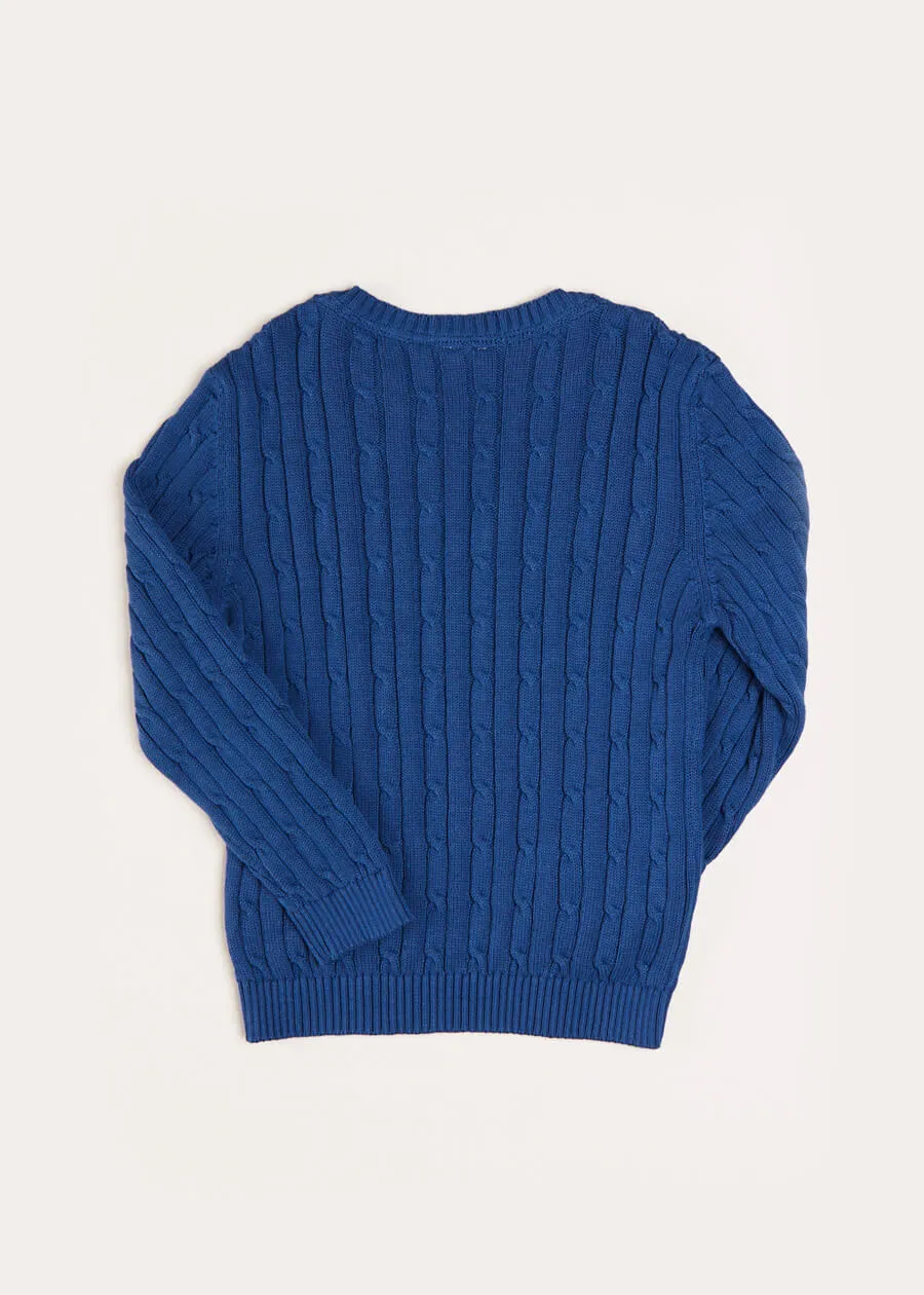 Cable Knit Crewneck Jumper in Blue (2-10yrs)