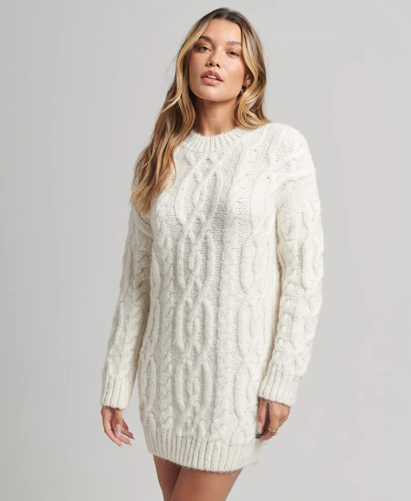 Cable Knit Dress | Ecru