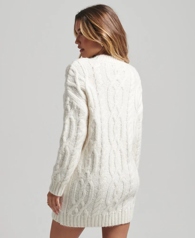 Cable Knit Dress | Ecru