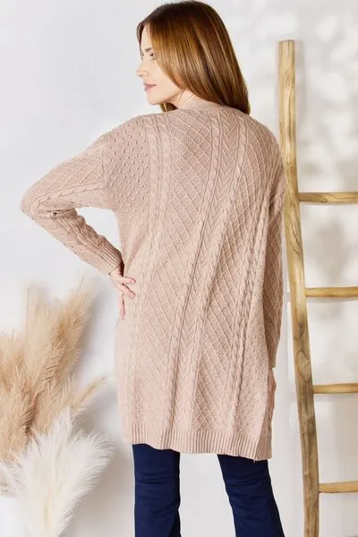 Cable-Knit Pocketed Cardigan