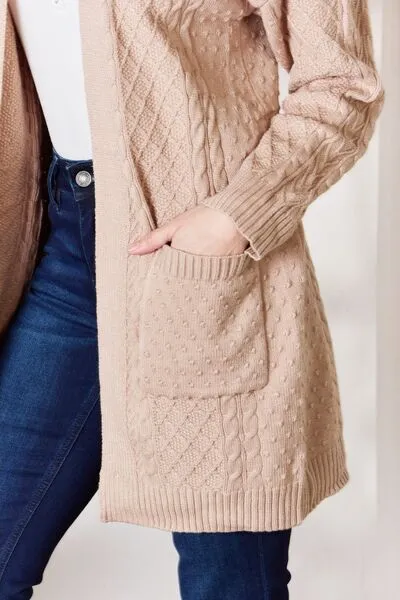 Cable-Knit Pocketed Cardigan