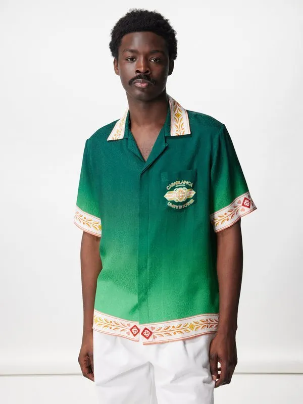 Casablanca  |Button-down Unisex Silk Street Style Short Sleeves Shirts