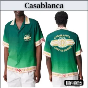 Casablanca  |Button-down Unisex Silk Street Style Short Sleeves Shirts