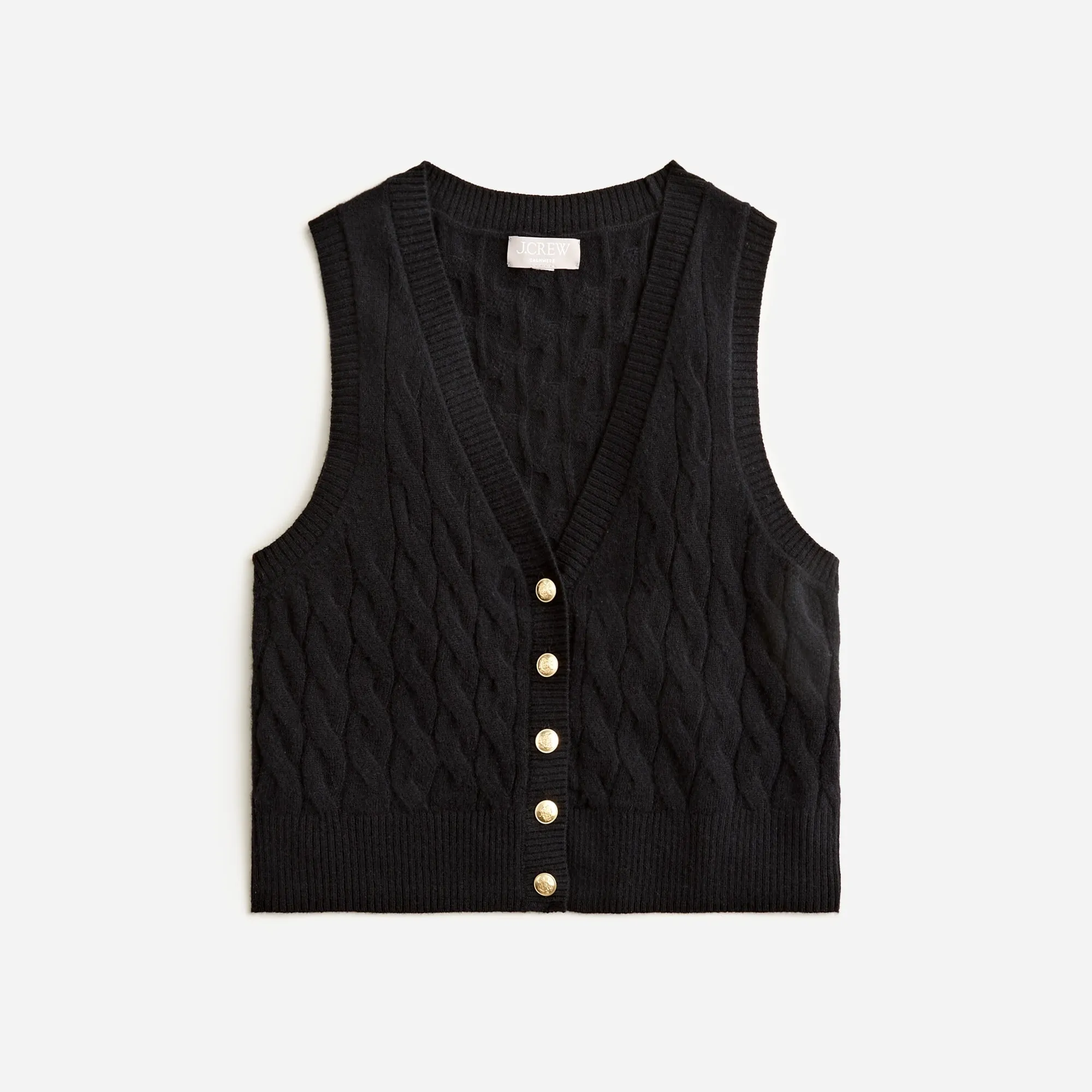 Cashmere cropped cable-knit sweater-vest