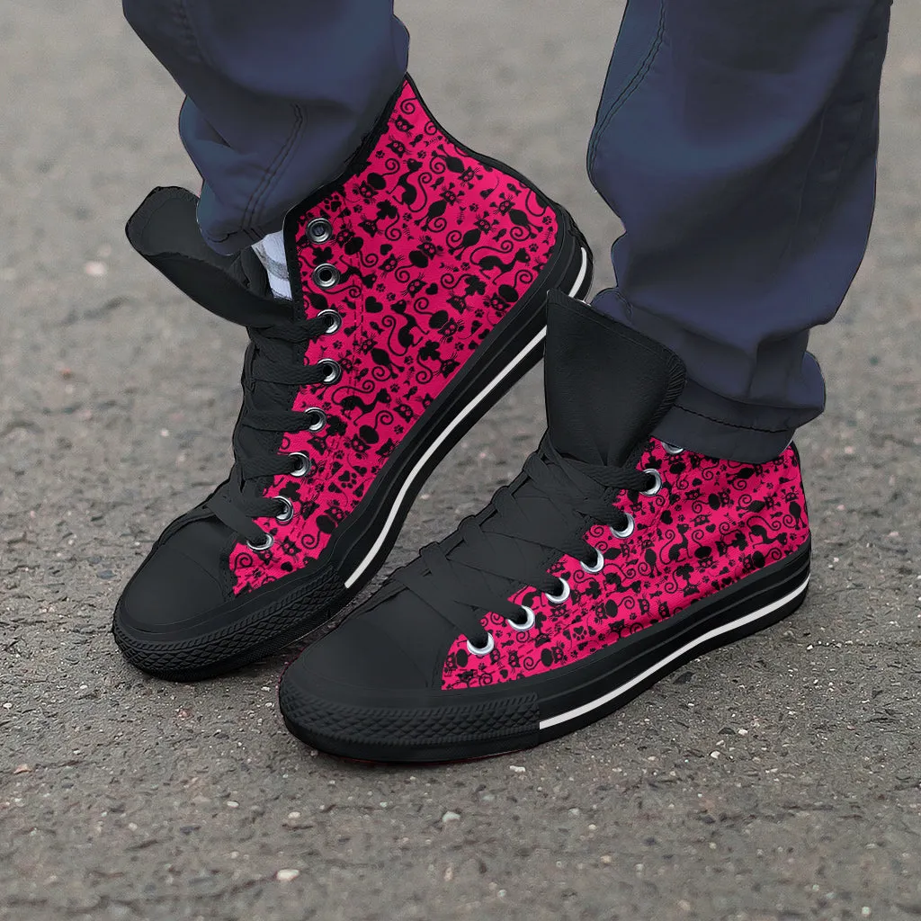 Cats High Top Shoes Pink Black